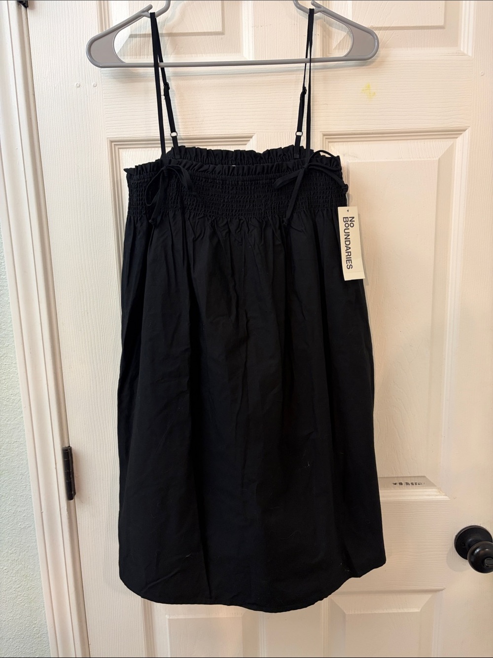 No Boundaries Black Smocked Strap Mini Dress